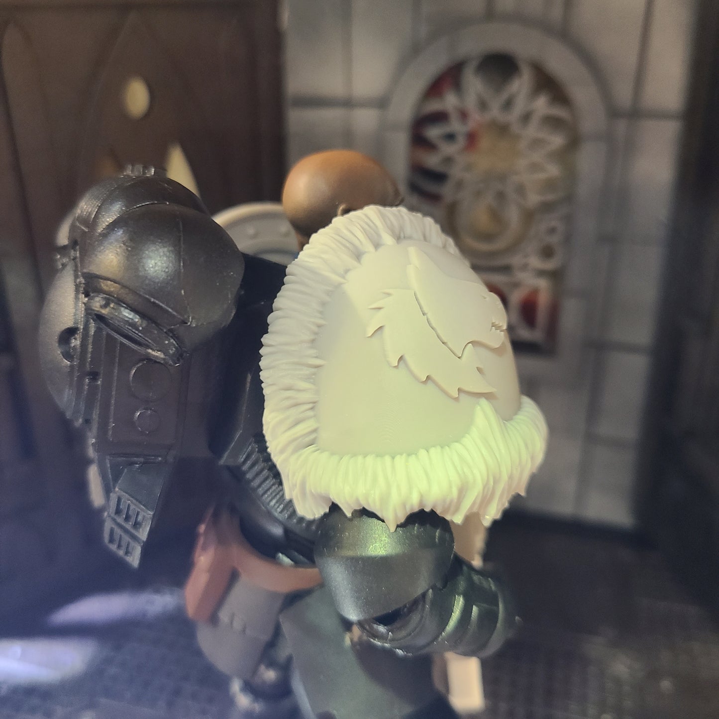 Space Wolves Right Shoulder Pad MKIV with Fur Trim Compatible with McFarlane Toys Space Marine by Fantasy World Games