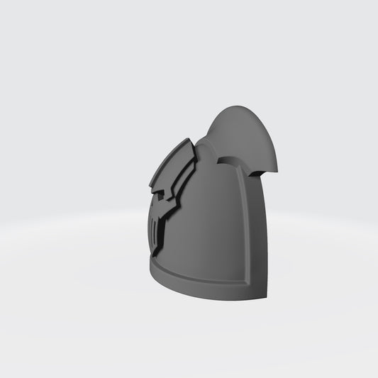 Custom Iron Warriors MKIII Shoulder Pad with 3 Quarter Ridge for the Left Shoulder Compatible with McFarlane Toys 1:12th Scale Space Marine Action Figures Left Angle