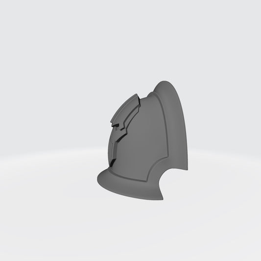 Iron Warriors MKVII Shoulder Pad Notched Vambrance Thin Double Compatible with McFarlane Toys 1:12th Scale Space Marine Action Figures Left Angle