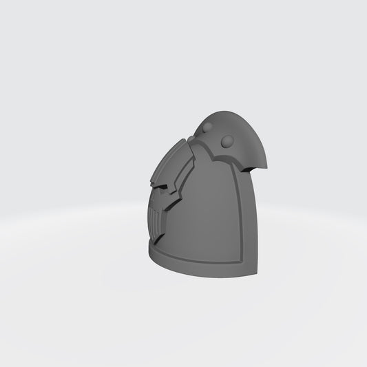 Customize Your Iron Warriors MKIII Shoulder Pad with 3 Quarter Ridge and Rivets Left Shoulder Compatible with McFarlane Toys 1:12th Scale Space Marine Action Figures Left Angle