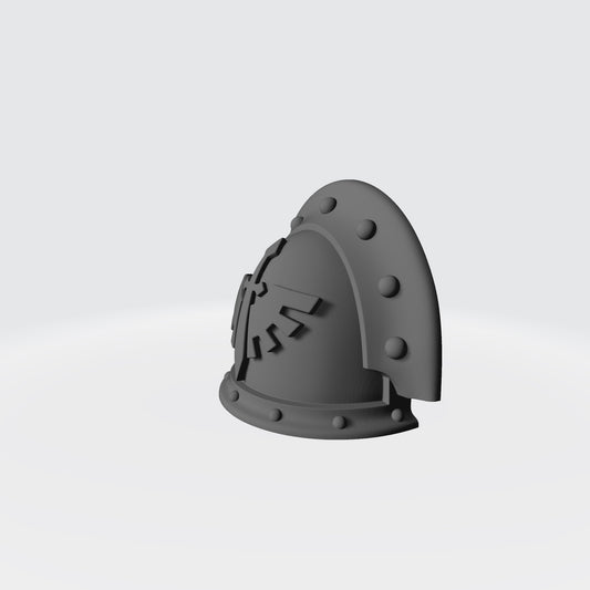 Dark Angels Grimm MKIII Ver 01 Shoulder Pad Gen: 3 Pauldron 3 Quarter Studded Sword Breaker with Double Rivets Right Shoulder Compatible with McFarlane Toys 7" Space Marine Action Figures Left Side