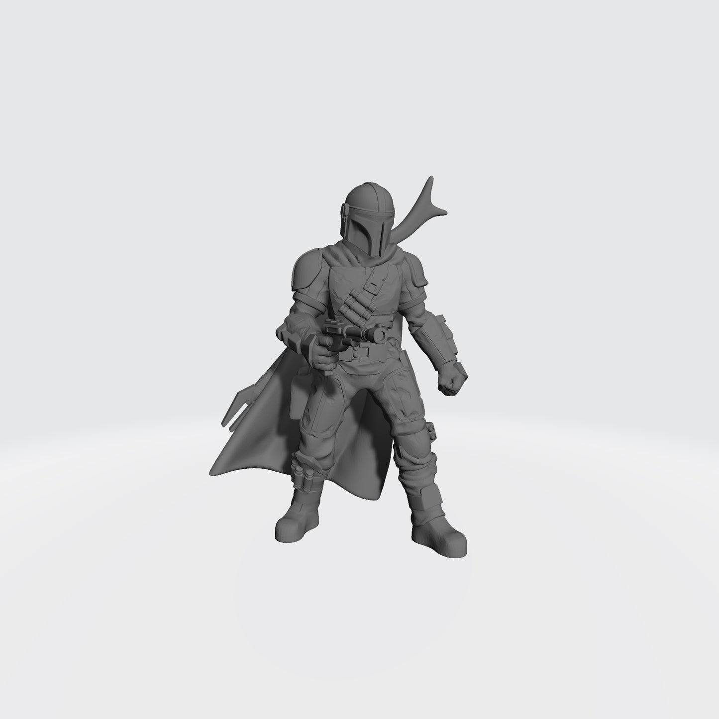 The Mandalorian posed with IB-94 blaster pistol pointed forward Bounty Hunter is Compatible with Star Wars Legion by Fantasy World Games