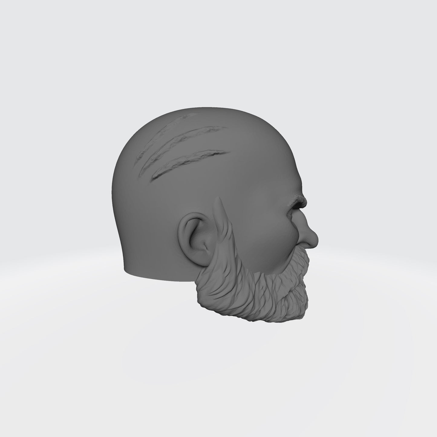 Grizzled Veteran Warrior Space Marine Bald Head with Scars Over Left Eye by Fantasy World Games