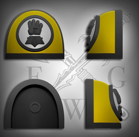 Fantasy World Games Imperial Fist Legion MKIV Shoulder Pad compatible with McFarlane Toys Space Marines