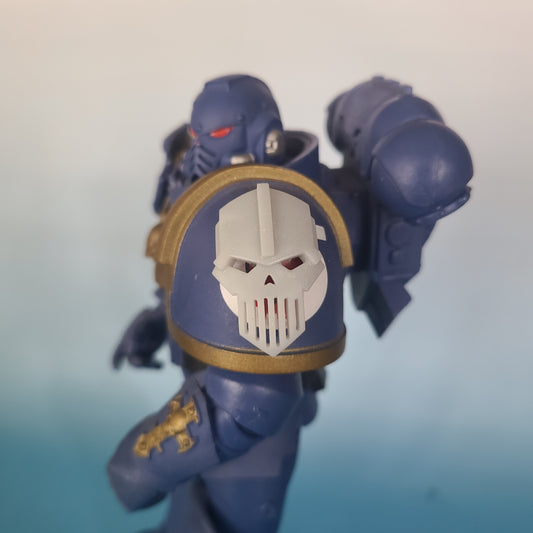 Iron Warriors Chapter Pauldron Insignia this 3D Shoulder Pad Decal is designed to fit McFarlane Toys 1/12 Scale Space Marine