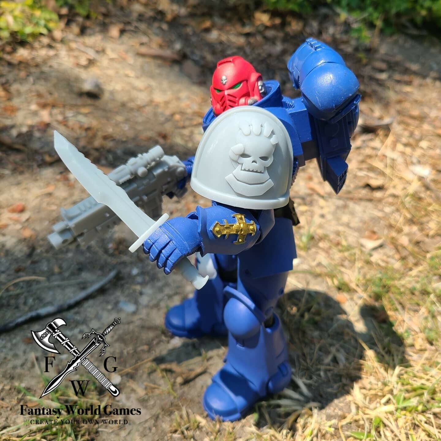 Custom McFarlane Toys Shoulder Pad MKIV Retributors Chapter on an Ultramarine Action Figure