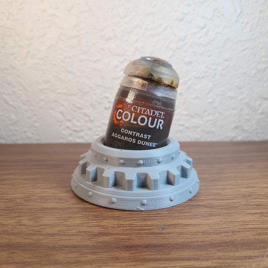 Paint Pot Holder for Citadel Paints - Mechanical Gear with Citadel Colour Contrast Aggaros Dunes