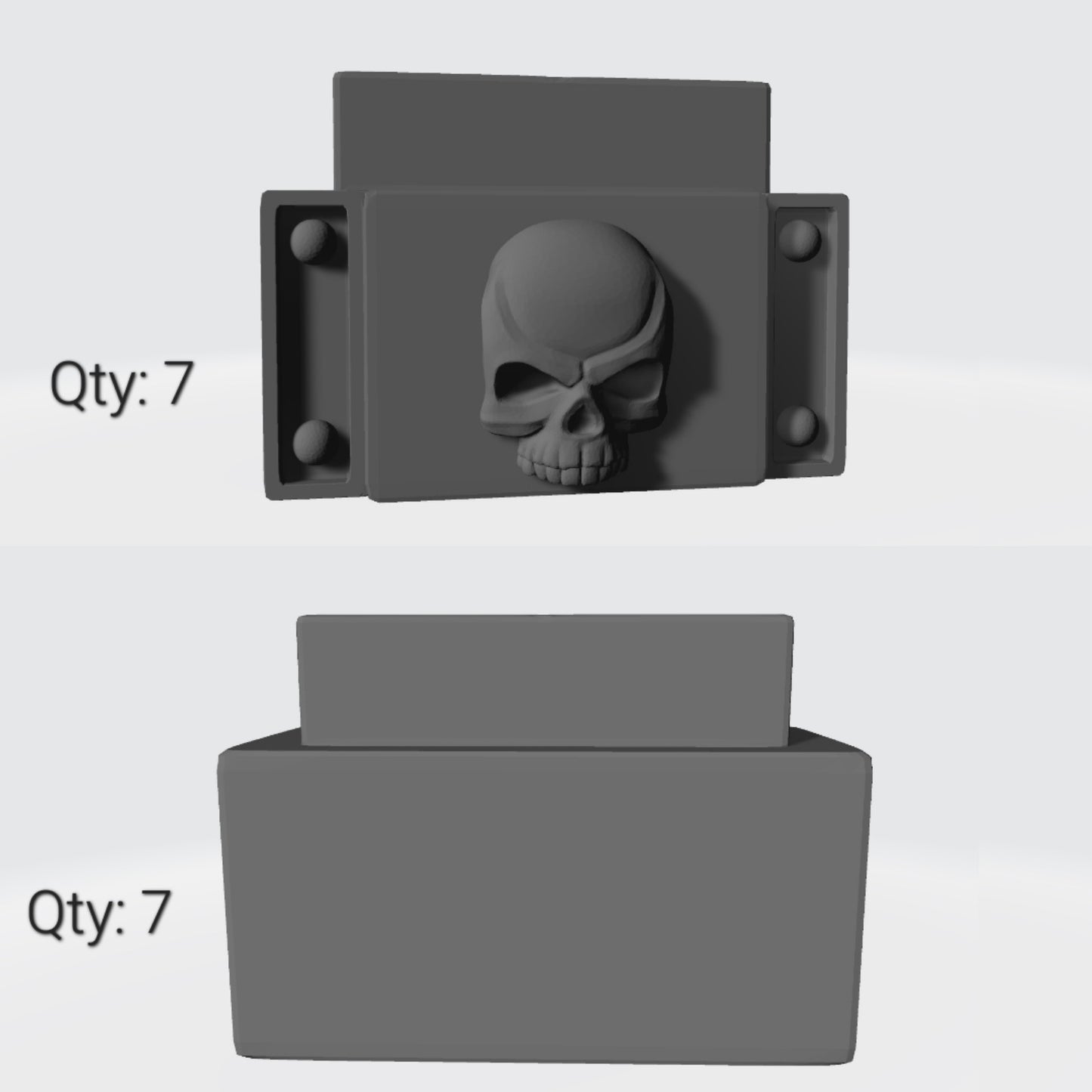 Qty: Seven (7) - Plain and Seven (7) Skull Ammo Belt Connectors for Space Marines