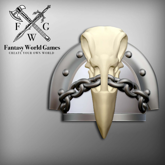 Raven Guard Mark III Studded Shoulder Pad with Large Chained Raven Skull for McFarlane Toys Space Marine Action Figures