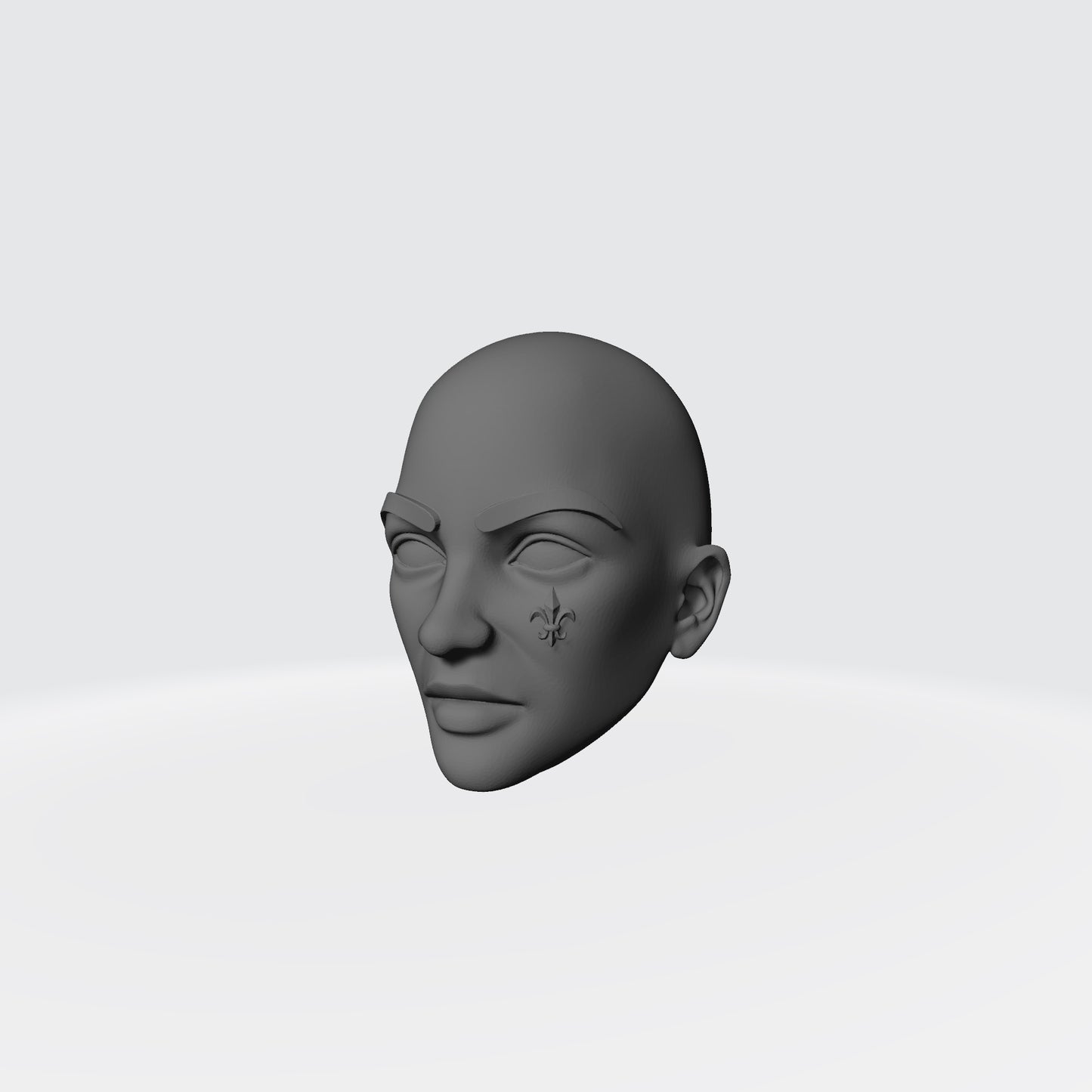 3D Render of the Sisters of War Bald Head with Fleur-de-lis on Left Cheek Compatible with McFarlane Toys McFarlane Toys Warhammer 40,000 Adepta Sororitas Battle Sister 7" Action Figure