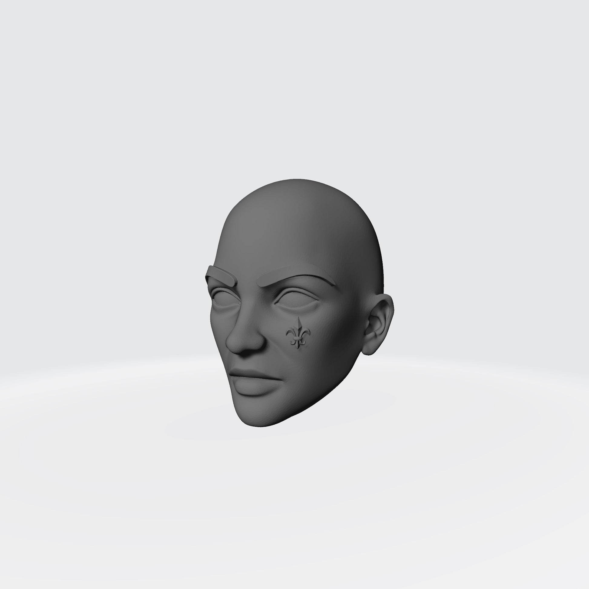 3D Render of the Sisters of War Bald Head with Fleur-de-lis on Left Cheek Compatible with McFarlane Toys McFarlane Toys Warhammer 40,000 Adepta Sororitas Battle Sister 7" Action Figure