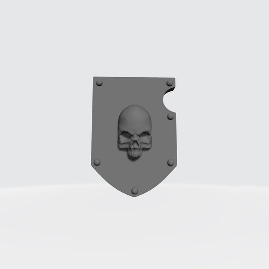 Bone Reapers Warrior Order Shoulder Pad Shield Ver. 01 resin heraldry upgrade for 1:12 scale armored action figures by Fantasy World Games.