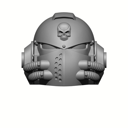 Celestial Knight Helmet Skull V2-R custom resin replacement helmet compatible with McFarlane Toys 7-inch armored action figures featuring a sculpted skull emblem.