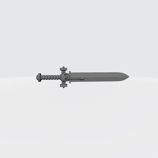Custom 100mm resin energy sword compatible with McFarlane Toys 7-inch 1:12 scale armored action figures.