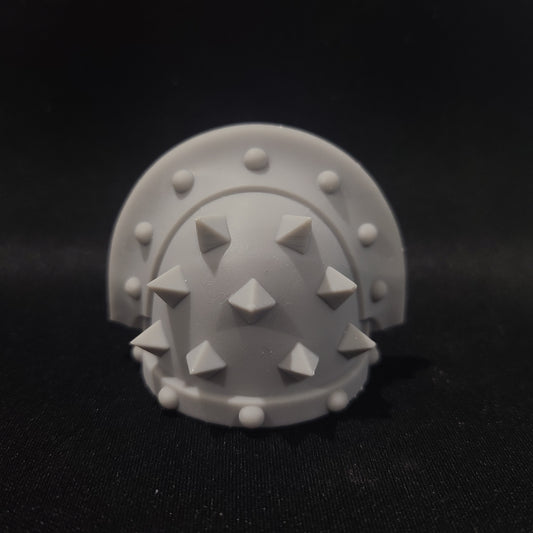 Heavy Assault Type 3 V12 shoulder pad with large pyramid spikes compatible with McFarlane Toys 1:12 scale armored action figures custom resin armor