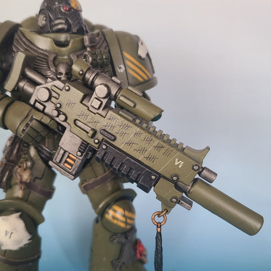 Longshot Battle Rifle custom resin weapon compatible with McFarlane Toys 1:12 scale armored action figures featuring a precision long-range sci-fi design for collectors and customizers.