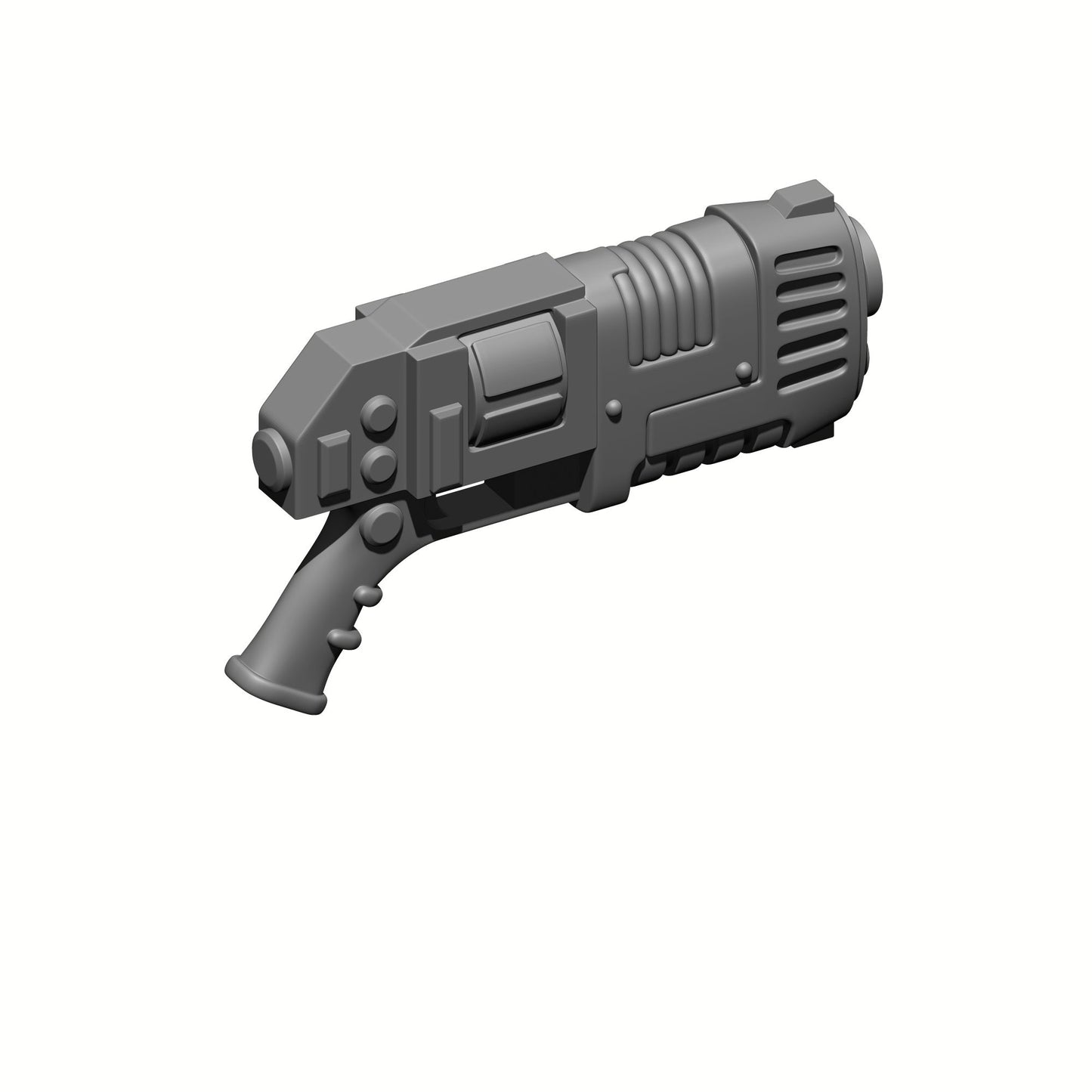 Custom resin plasma pistol revolver compatible with McFarlane Toys 7-inch 1:12 scale armored action figures.