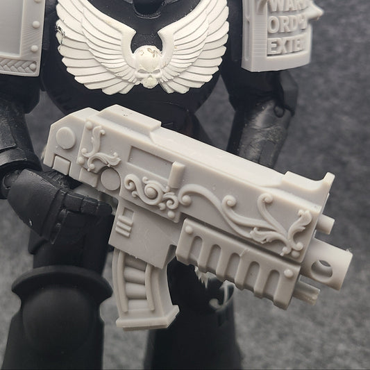 Warrior Order Veteran Artificer Pattern Combat Rifle custom resin weapon compatible with McFarlane Toys 7-inch armored action figures for 1:12 scale figure customization