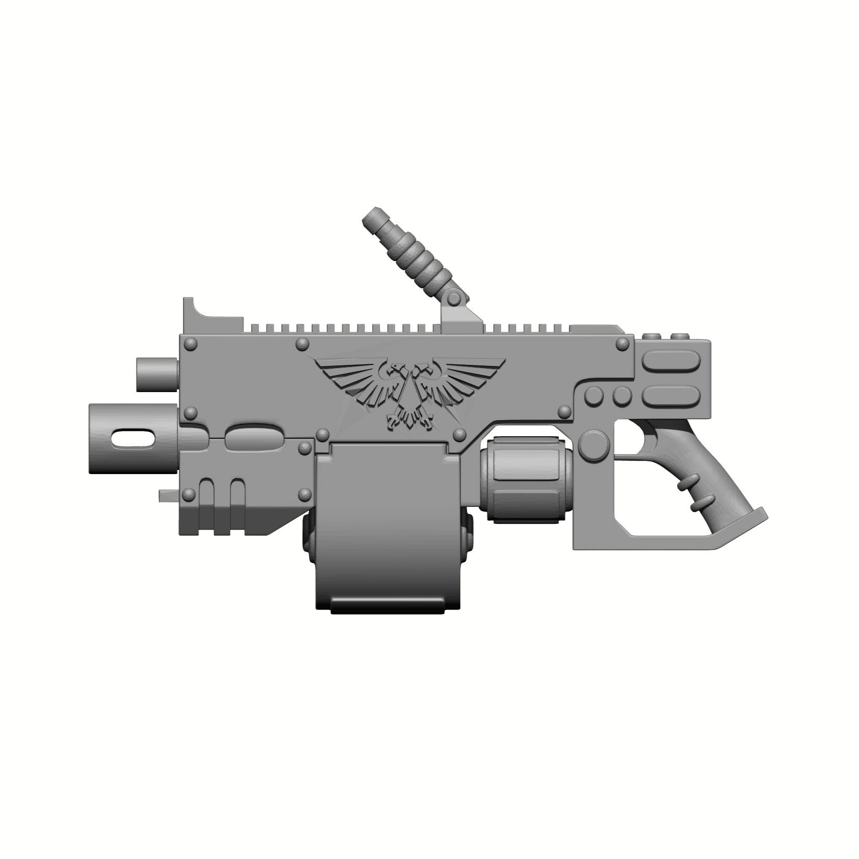 Weapon Heavy Bolter - Executer Pattern with Drum Designed for the 7' McFarlane Space Marine Left Side