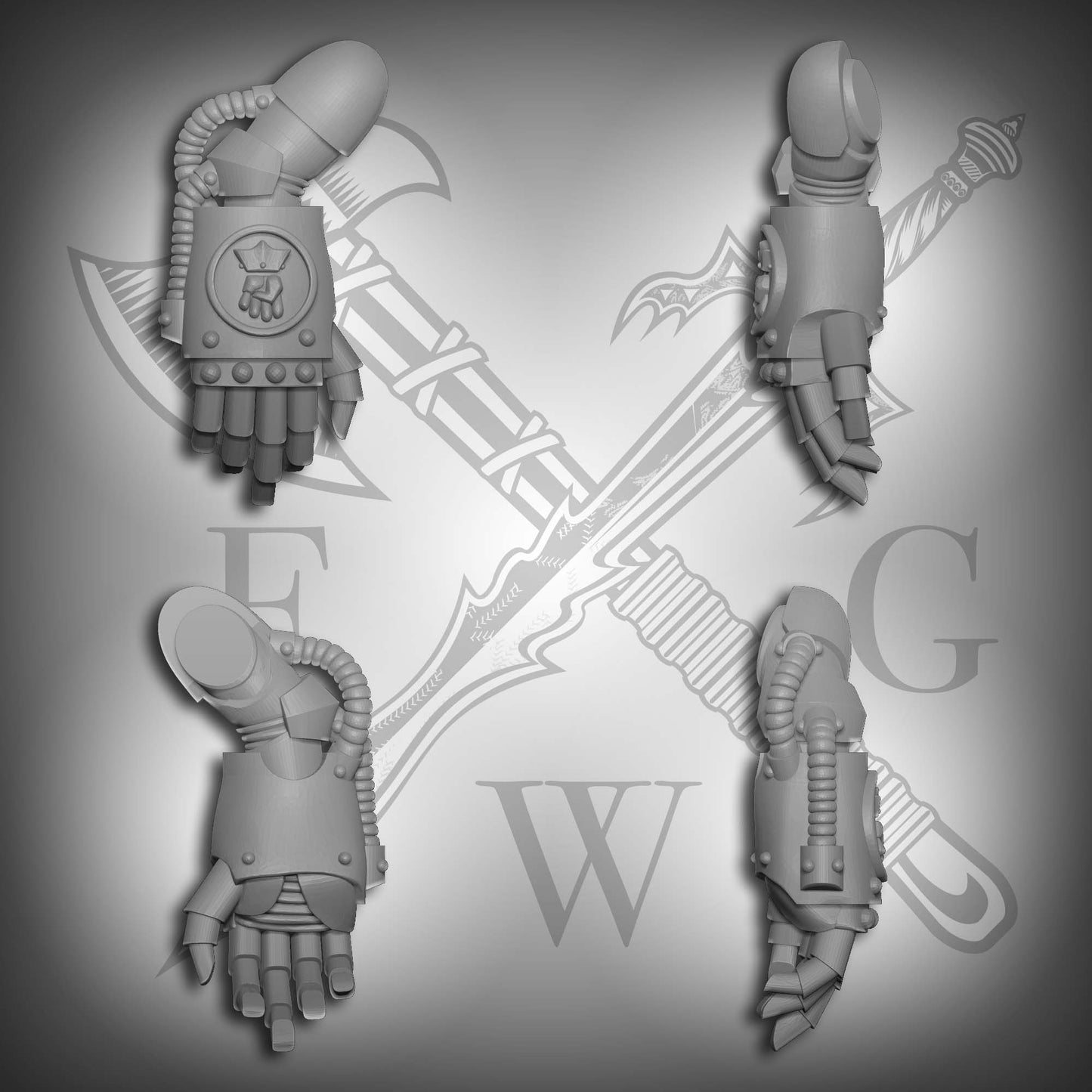 10x Monarchs Fist Warrior Order open right-hand energy fists compatible with 28mm-32mm scale miniatures