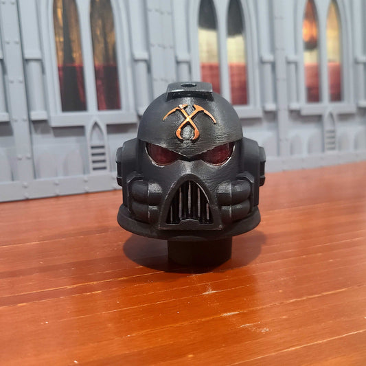 Scythes of the Emperor Battle Brother MK VII Helmet with Two Hoses Paint Bush Holder with Four Holes