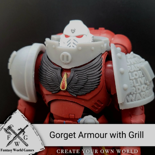 Armor - Gorget with Circular Grill and Rivets for McFarlane Space Marine Captain Gravis Armor