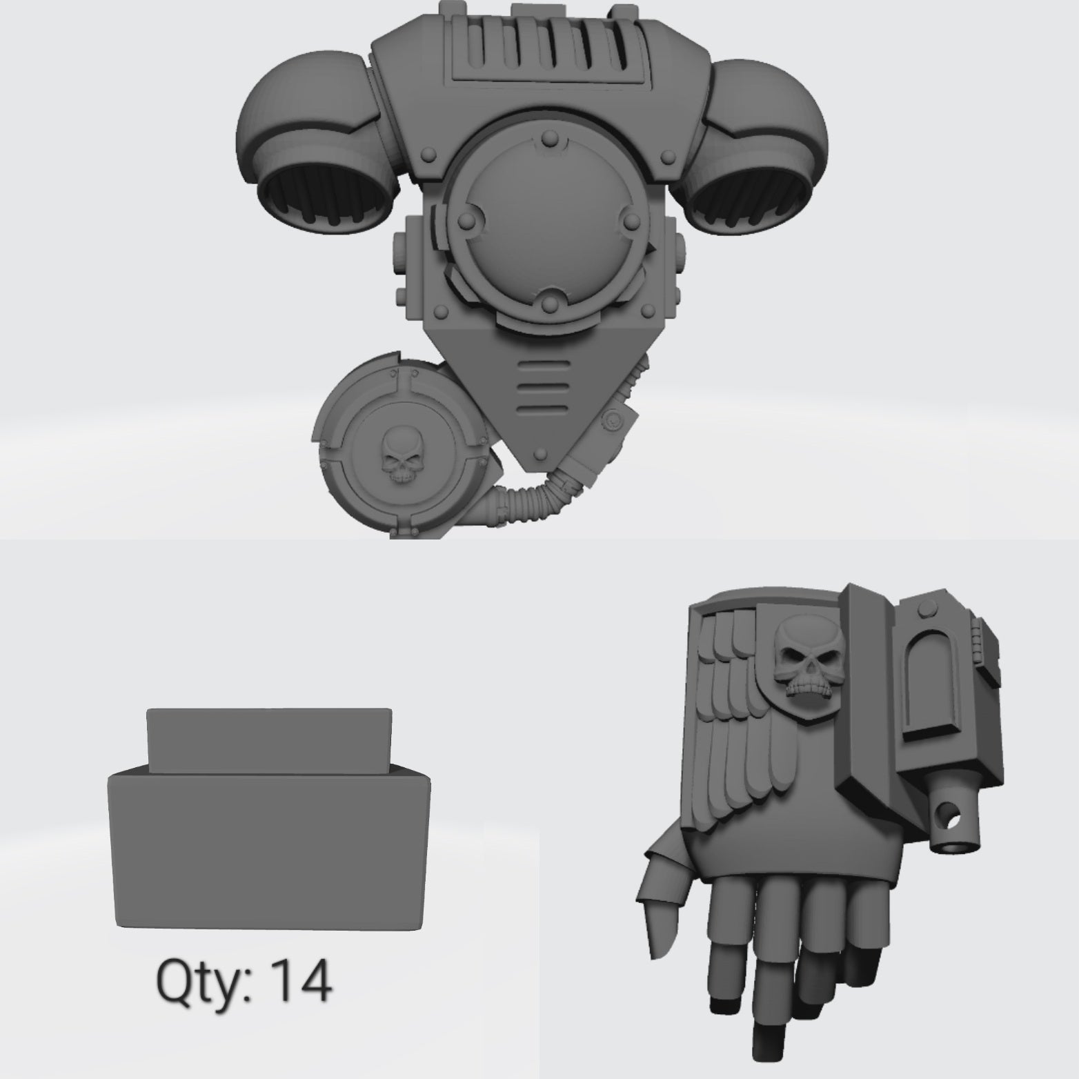 Back Pack with Left Drum Full Kit Skull Ammo Belt Boltstorm Gauntlet for Space Marines