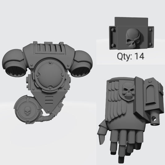 Back Pack with Left Drum Full Kit Plain Ammo Belt Boltstorm Gauntlet
for Space Marines McFarlane Toys