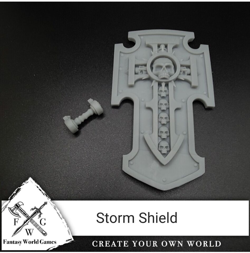 Back of the custom Boarding Storm Shield for McFarlane 7" Space Marine 1:12 Scale Action Figure by Fantasy World Games