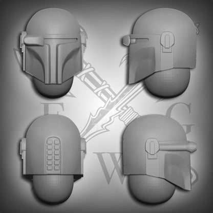 Boba Fett Helmets with Lowered Rangefinder for 28mm Scale Sci-fi Battle Brother Marines Miniatures