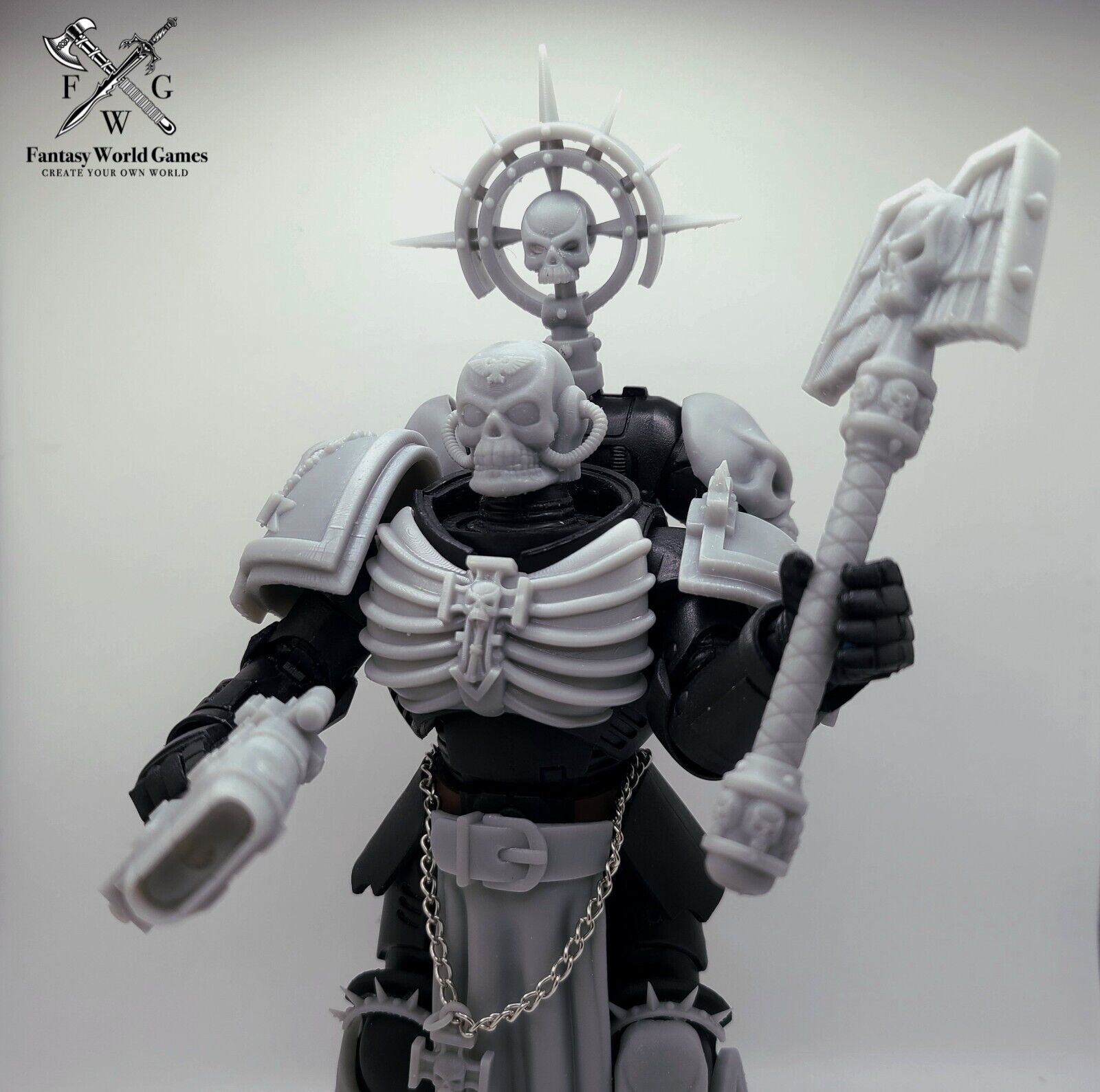 Full Kit Space Marine Chaplain Power Crozius Arcanum Staff for Mcfarlane Toys Space Marine Action Figures