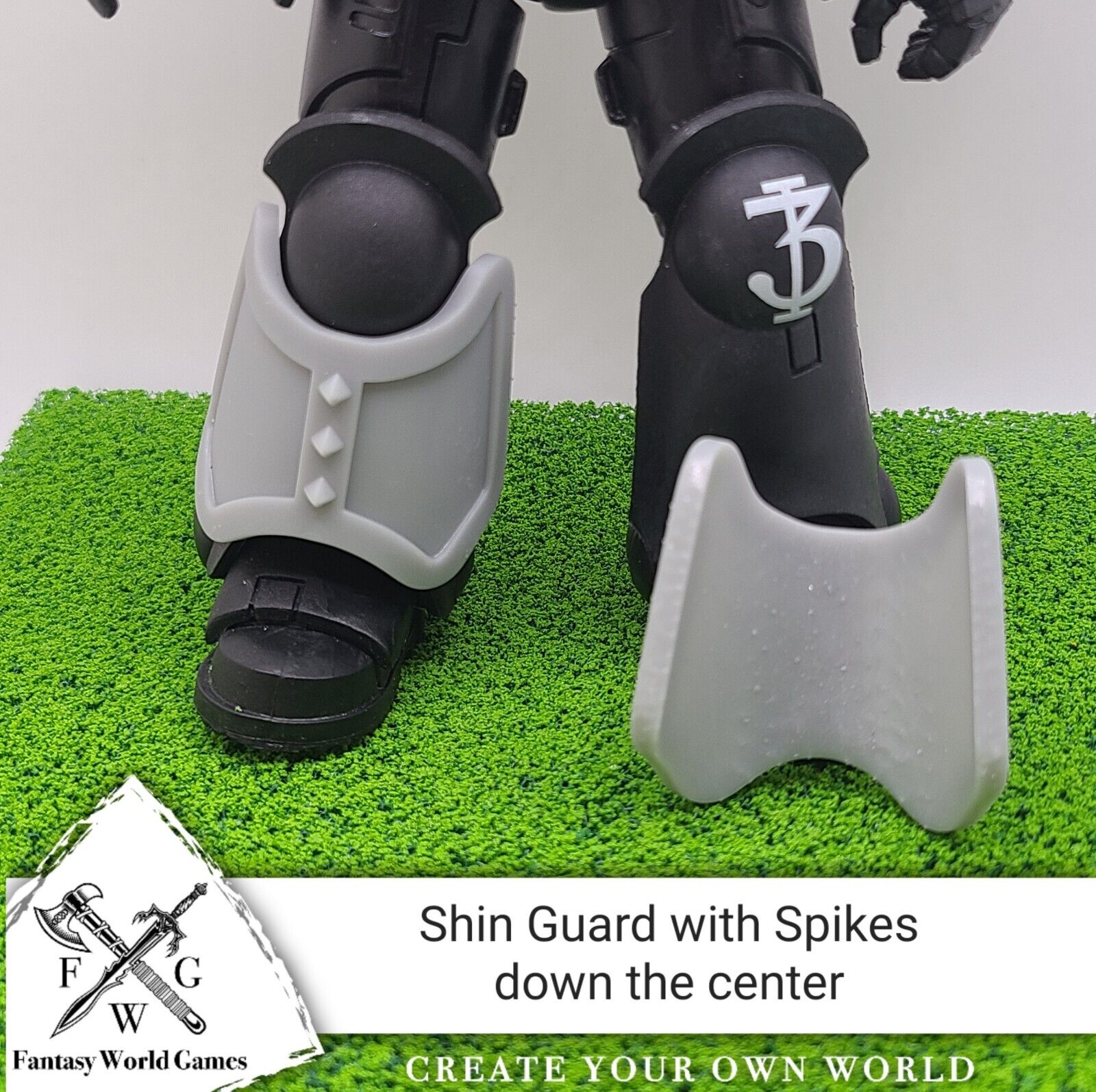 Shin Guard with Pyramid Spikes Compatible with McFarlane Toys Space Marines