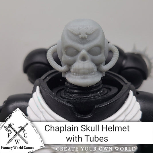 Space Marine Chaplain Skull Helmet with Hoses and Aquila for McFarlane Toys Grimdark Marine Action Figures