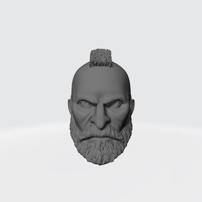 Grizzled Veteran Warrior Head with Mohawk and Beard Compatible with McFarlane Toys Space Marines