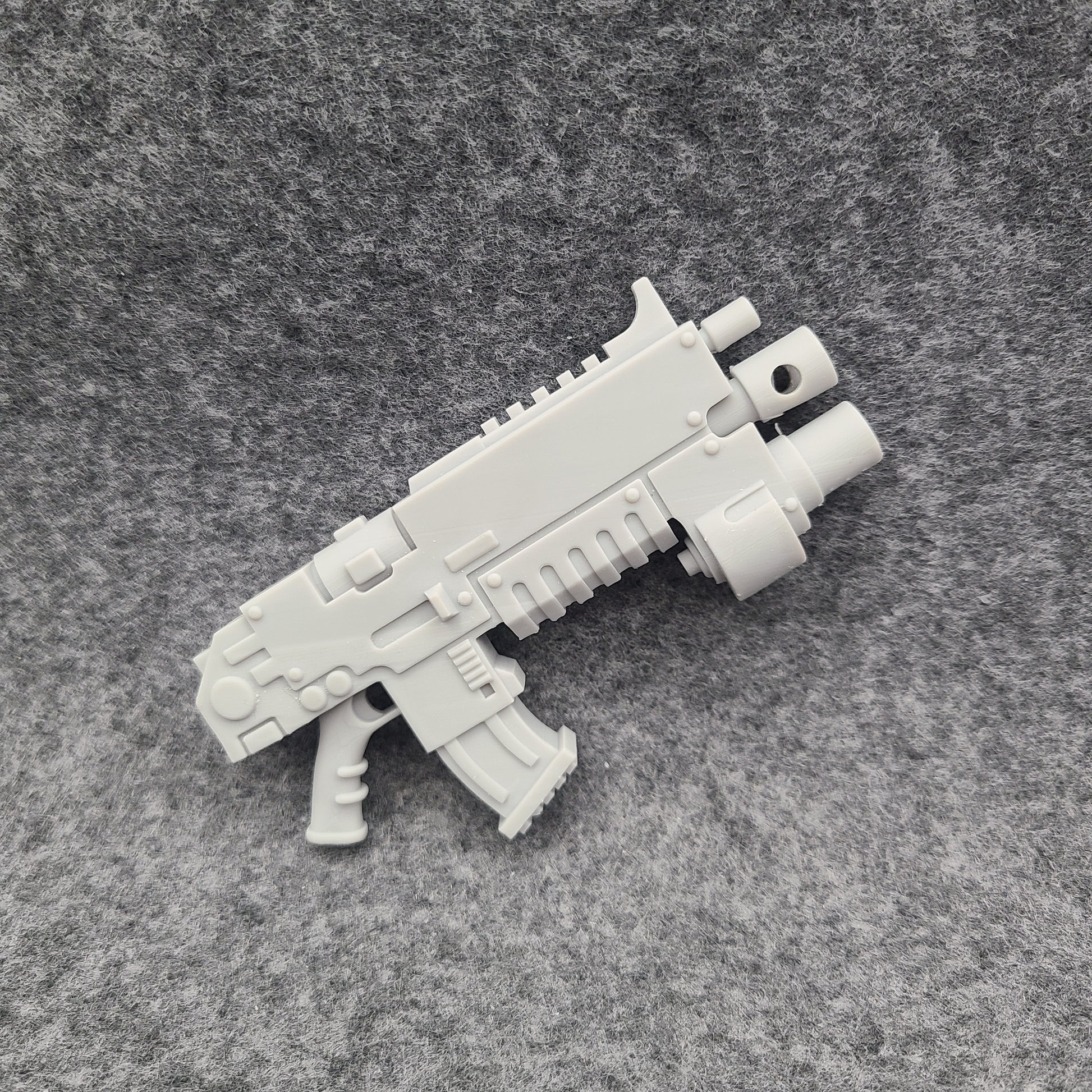 Battle Rifle with Grenade Launcher custom resin weapon compatible with McFarlane Toys 1:12 scale armored action figures featuring an integrated grenade launcher for collectors, painters, and customizers