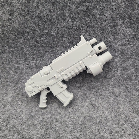Battle Rifle with Grenade Launcher custom resin weapon compatible with McFarlane Toys 1:12 scale armored action figures featuring an integrated grenade launcher for collectors, painters, and customizers
