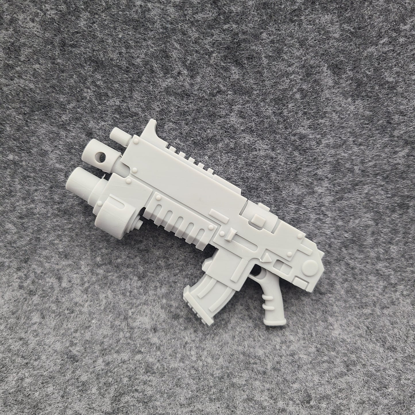 Battle Rifle with Grenade Launcher custom resin weapon compatible with McFarlane Toys 1:12 scale armored action figures featuring an integrated grenade launcher for collectors, painters, and customizers
