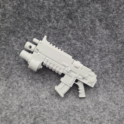 Battle Rifle with Grenade Launcher custom resin weapon compatible with McFarlane Toys 1:12 scale armored action figures featuring an integrated grenade launcher for collectors, painters, and customizers