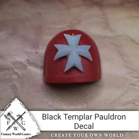 Templar Knights Cross Shoulder Pad Decal Compatible with McFarlane Toys Space Marines