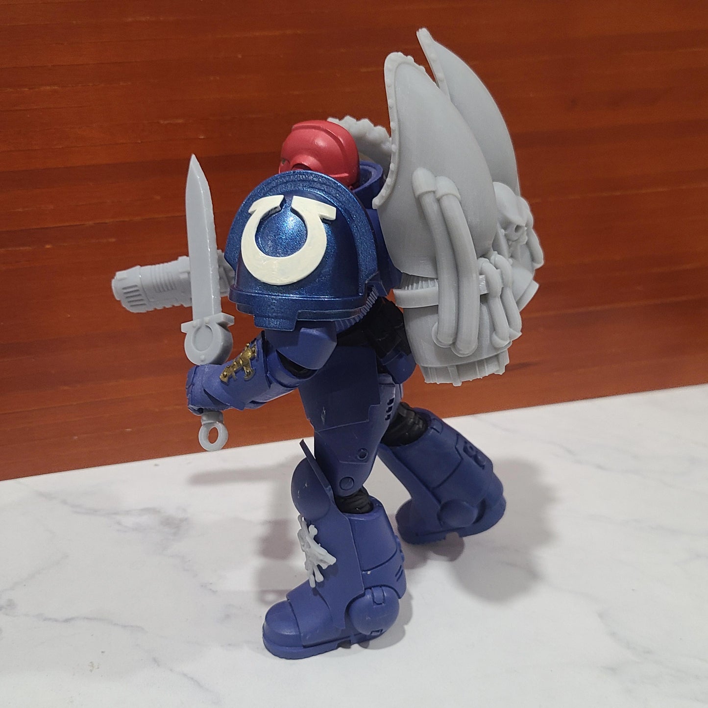 Custom McFarlane Toys Space Marine Raptor Jetpack w Ultramarine Left Side by Fantasy World Games