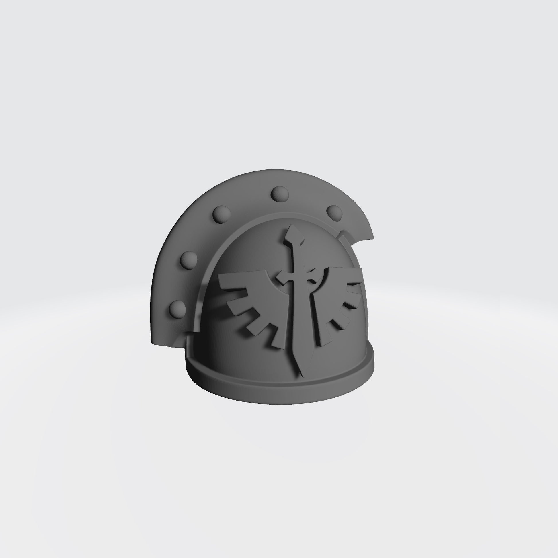 Fantasy World Games Dark Angels Grimm MKIII Ver 01 Shoulder Pad Gen: 3 Pauldron 3 Quarter Sword Breaker Studded with Rivets Left Shoulder Compatible with McFarlane Toys 7" Space Marine Action Figures