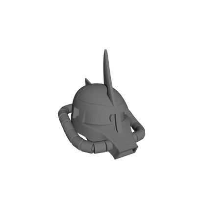 Set of 10 unpainted Zaku I MS-05-inspired resin helmets for 28mm-32mm scale miniature head swaps and conversions