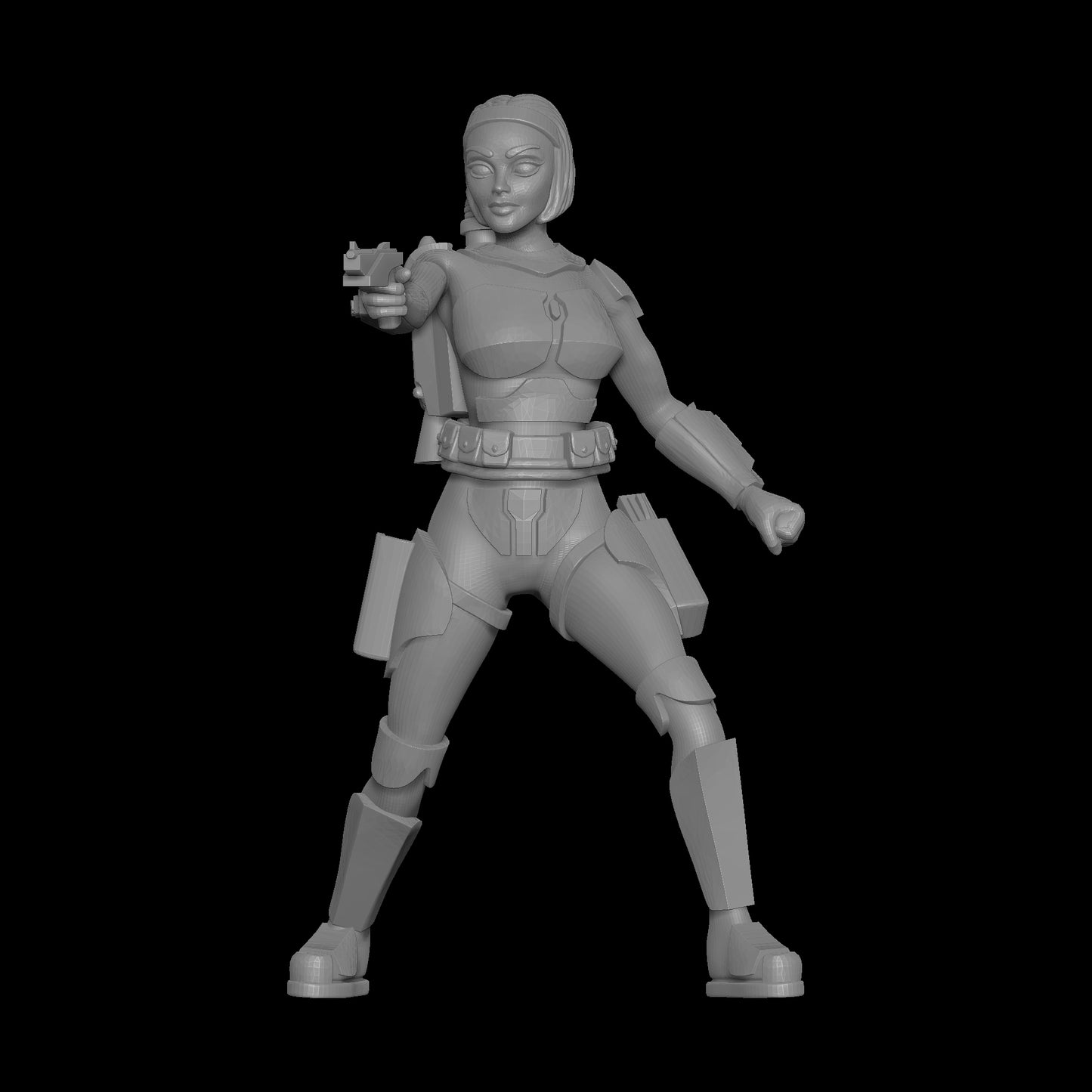 Star Wars Legion Bo-Katan Kryze No Helmet with WESTAR-35 Blaster Pistol Drawn Left Gun Holstered by Fantasy World Games