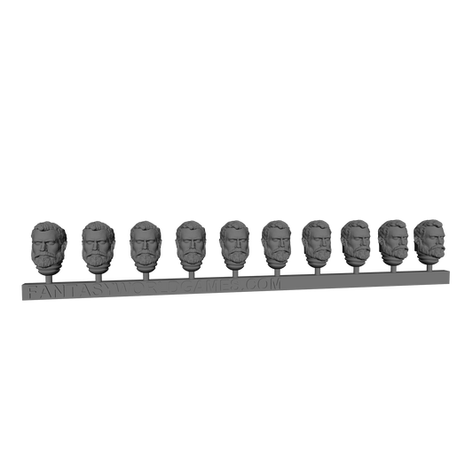 Noble bearded warrior head sculpt custom resin miniature accessory compatible with 28mm scale armored miniatures.