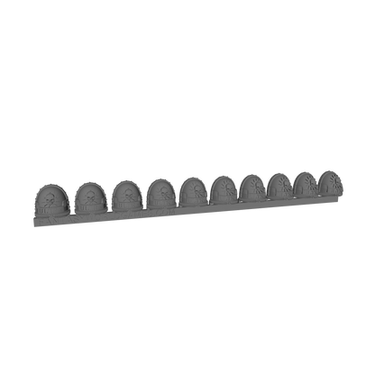 10x Ultra Legion Lieutenant T Gen:7 Shoulder Pad with Skull and Ultra Banner compatible with 28mm Scale Loyalist Marine Miniatures