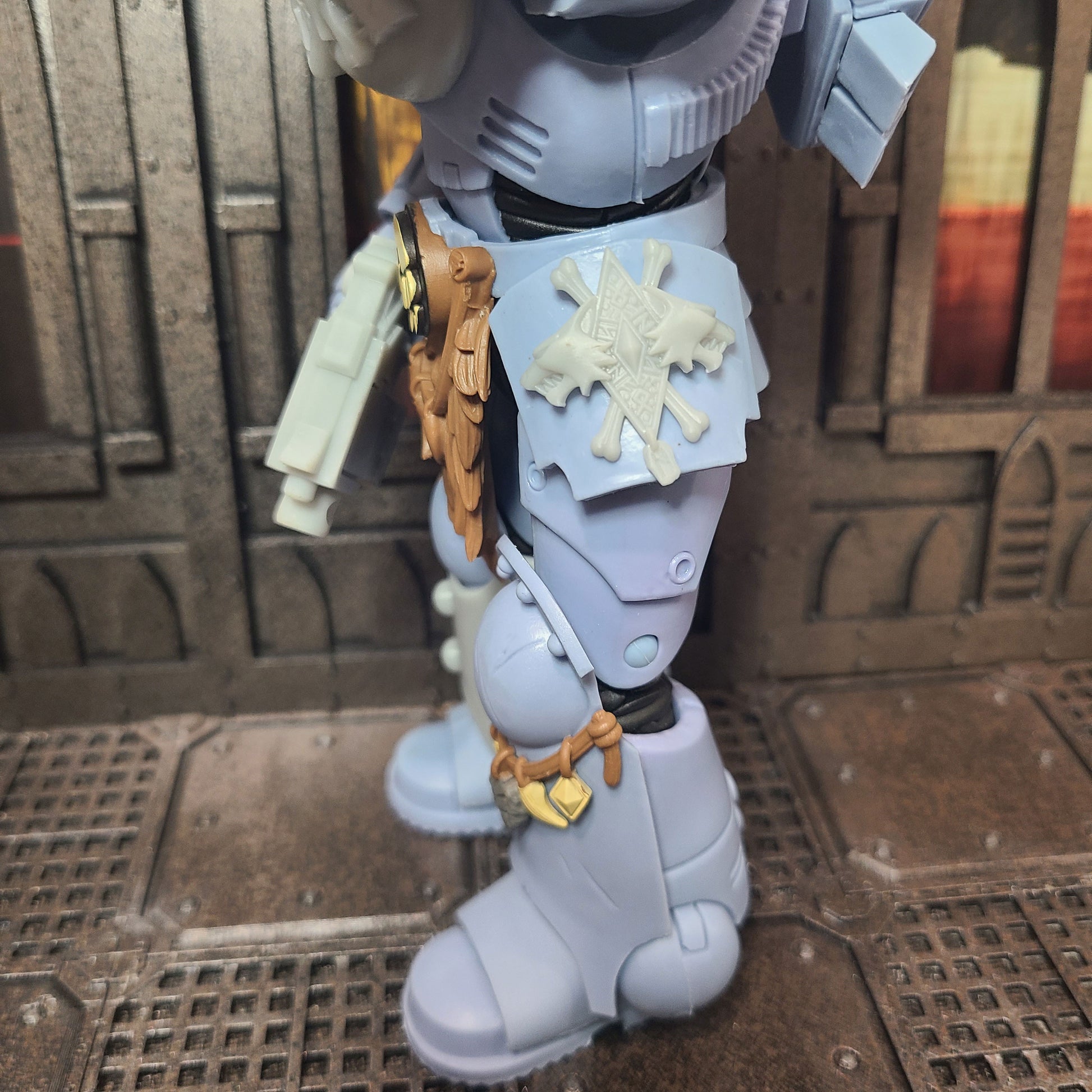 Custom Space Wolf Hip Pad Armor Decal with Two Wolves and Runes for McFarlane Toys Space Marine Action Figures