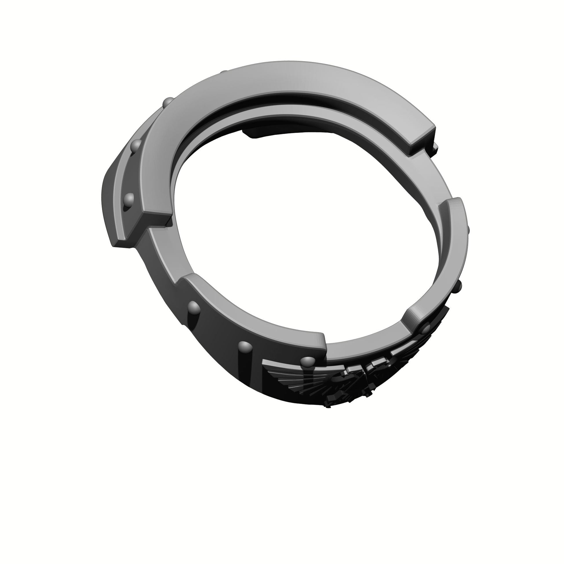 Top Right Side View of the Customize your McFarlane Toys Space Mariine Shoulder Pad with the Armor - Gorget with Imperial Eagle and Rivets