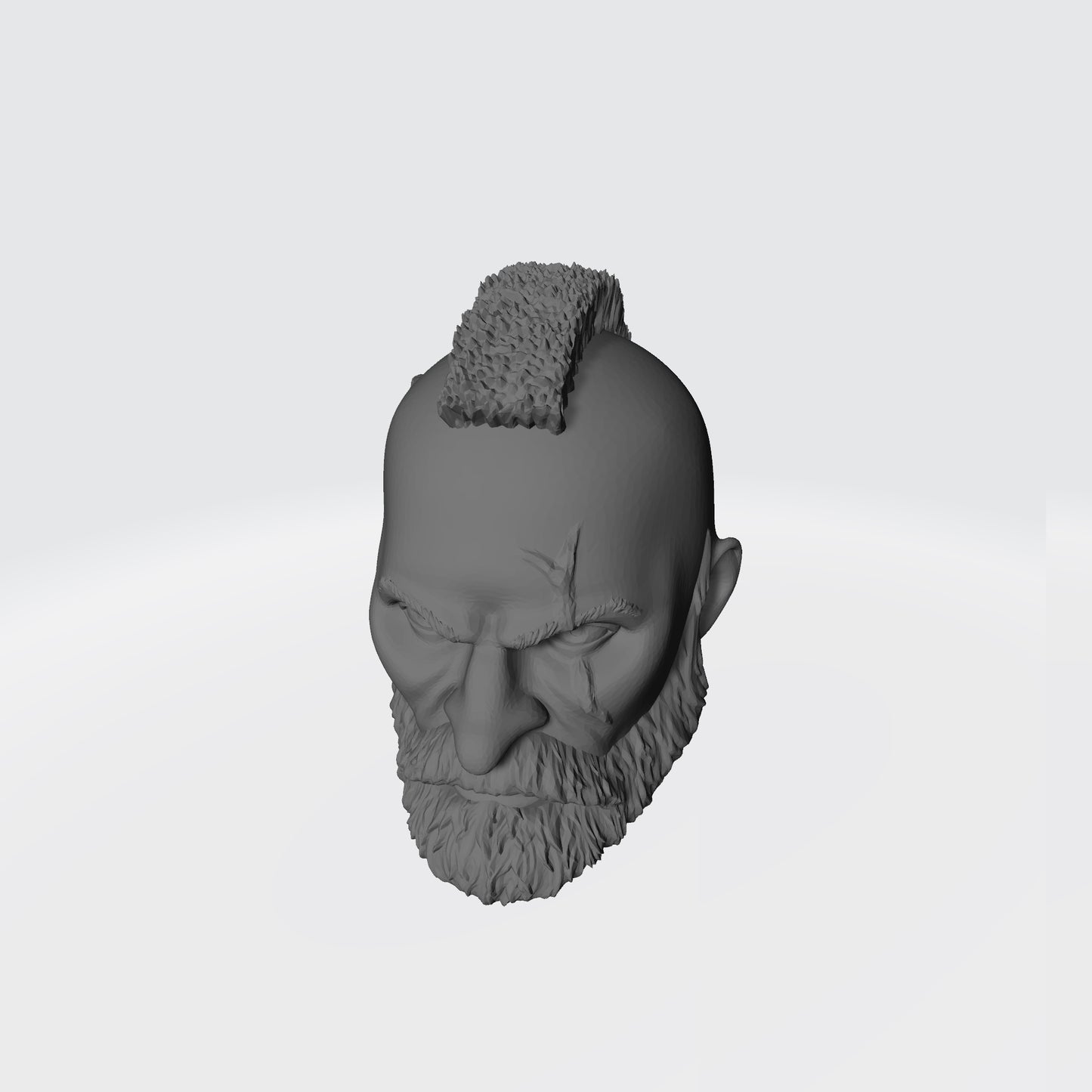 Grizzled Veteran Warrior Space Marine Head with Mohawk, Scarred Left Eye, and Beard for McFarlane Toys Space Marine Action Figures