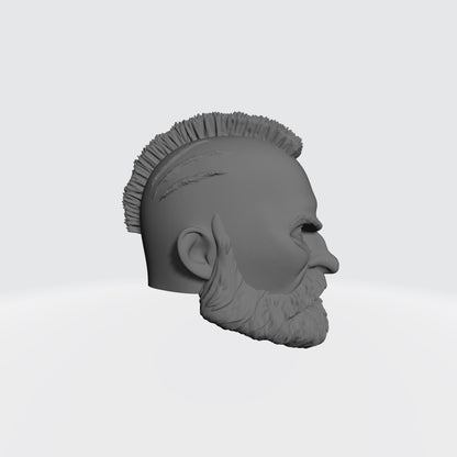 Grizzled Veteran Warrior Space Marine Head with Mohawk, Scarred Left Eye, and Beard for McFarlane Toys Space Marine Action Figures