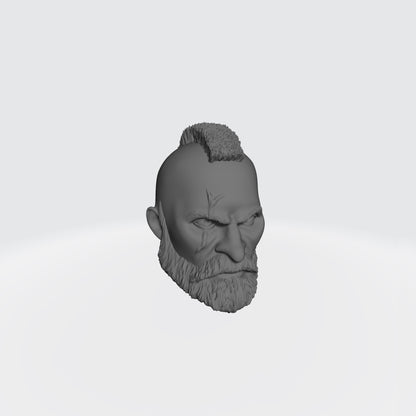 Space Marine Veteran Warrior Space Marine Head with Mohawk, Scarred Right Eye, and Beard for McFarlane Toys Space Marine Action Figures
